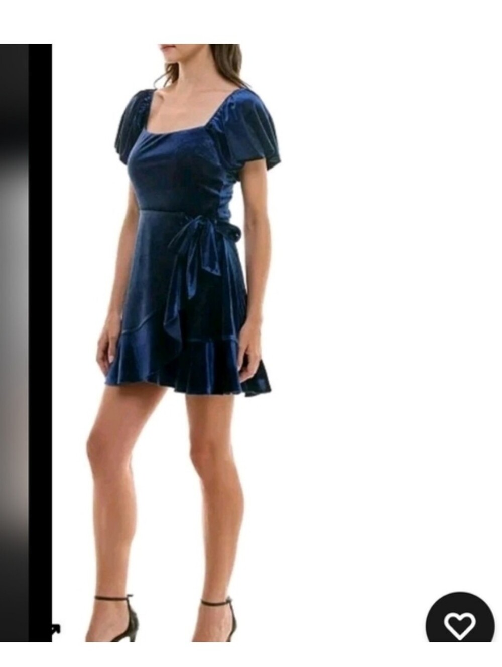 NWT Trixxi Blue Velvet Wrap Mini Dress Puff Sleeve Party Homecoming Size L
